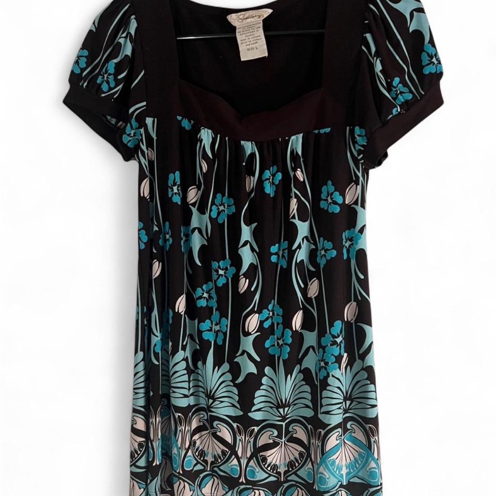 Speechless Brown and Blue Floral Blouse